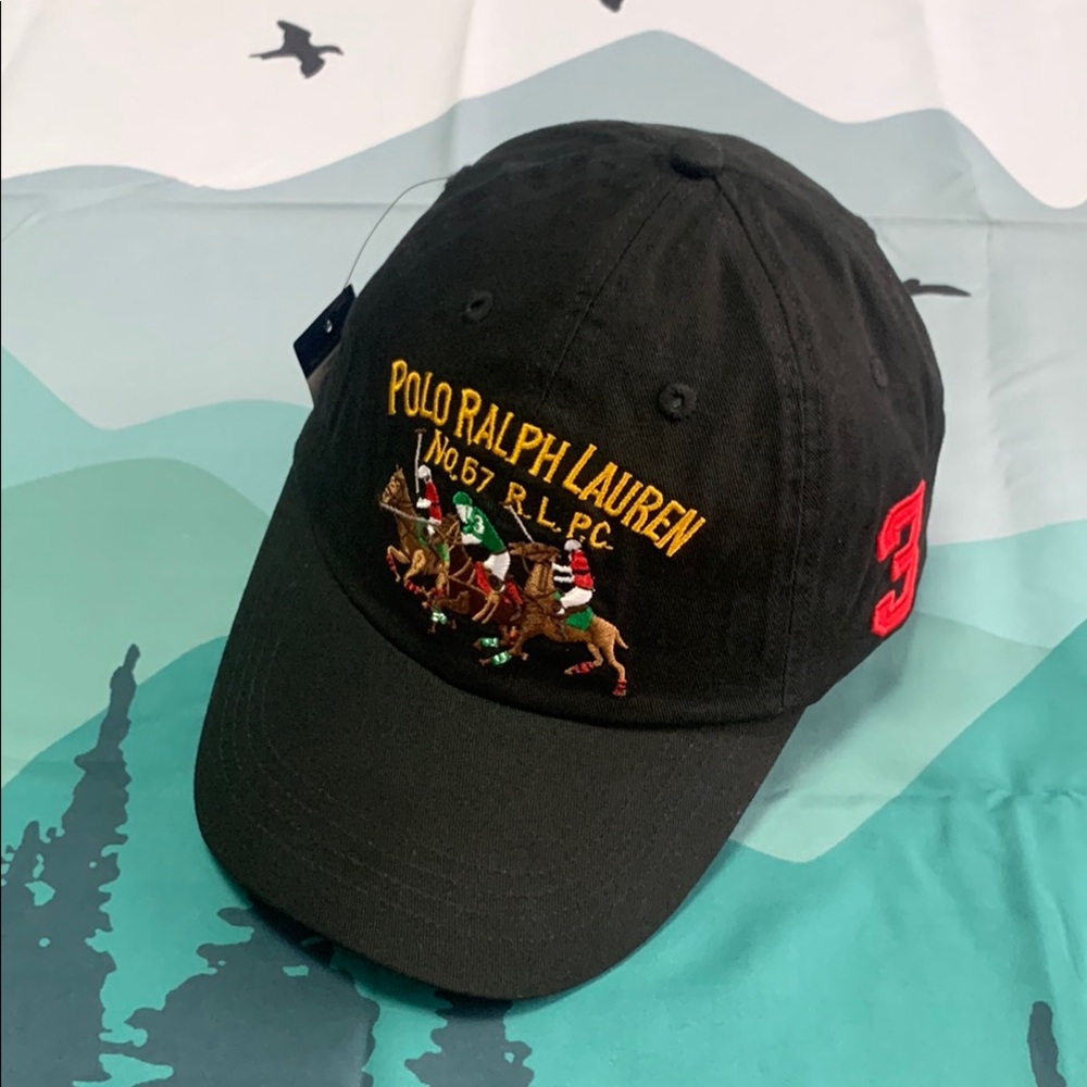 Polo by Ralph Lauren Black Cap with Embroidery